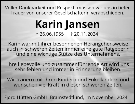 Traueranzeige von Karin Jansen von Flensburger Tageblatt