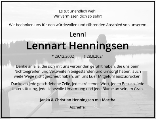 Traueranzeige von Lennart Henningsen von Schleswig-Holsteinische Landeszeitung