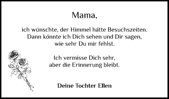 Traueranzeige von Mama  von Schleswig-Holsteinische Landeszeitung