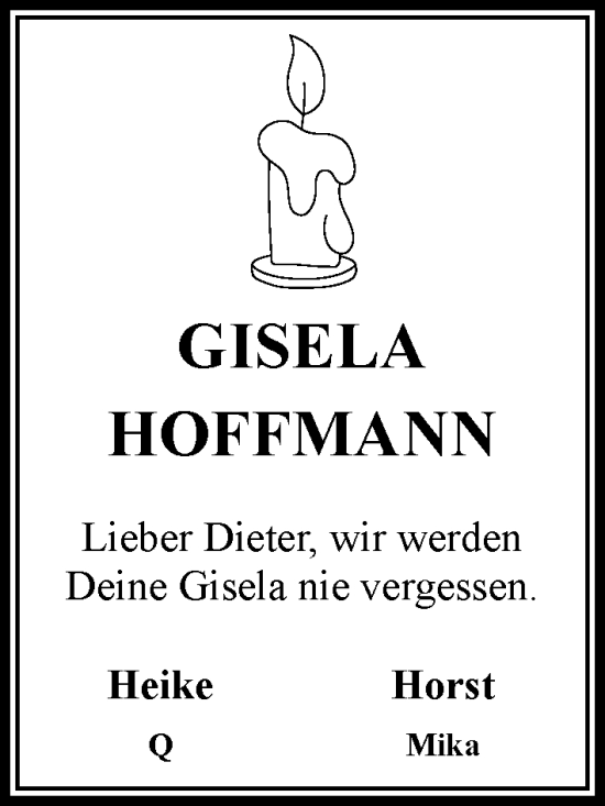 Traueranzeige von Gisela Hoffmann von Stormaner Tageblatt