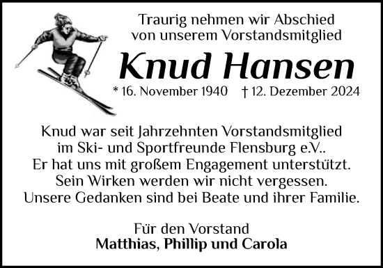 Traueranzeige von Knud Hansen von Flensburger Tageblatt