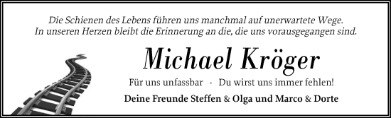 Traueranzeige von Michael Kröger von Husumer Nachrichten, Nordfriesland Tageblatt