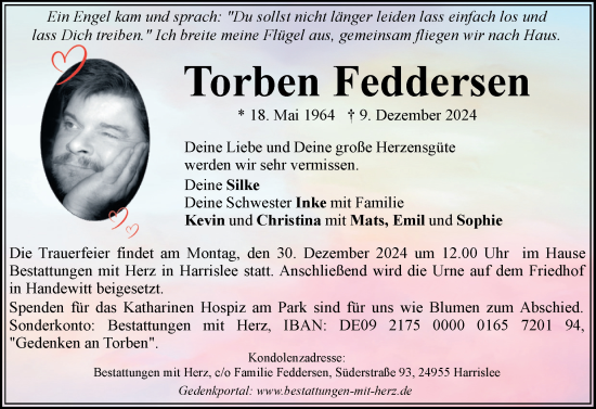 Traueranzeige von Torben Feddersen von Flensburger Tageblatt