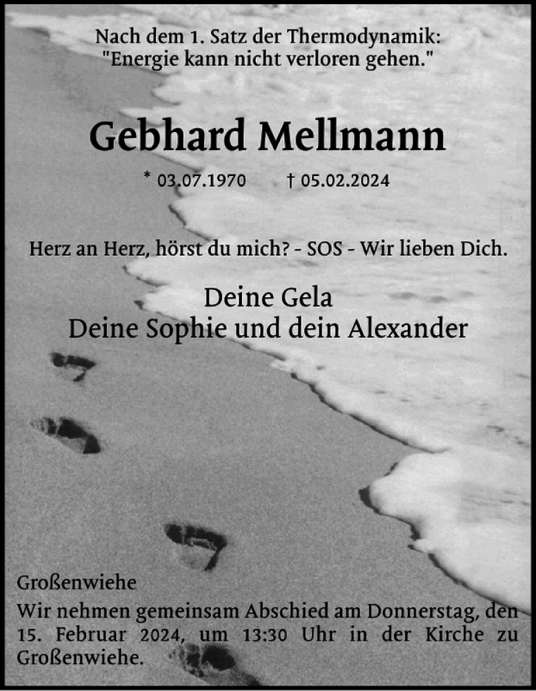  Traueranzeige für Gebhard Mellmann vom 10.02.2024 aus Flensburger Tageblatt