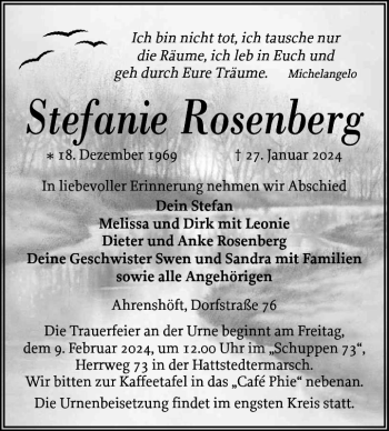 Traueranzeige von Stefanie Rosenberg von Husumer Nachrichten