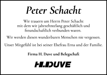 Traueranzeige von Peter Schacht von Holsteinischer Courier