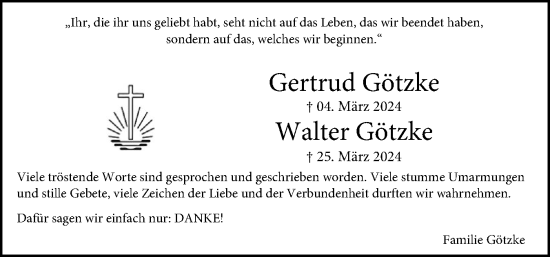 Traueranzeige von Gertrud Götzke von Schleswiger Nachrichten, Schlei-Bote