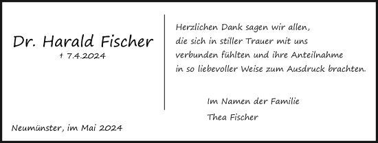 Traueranzeige von Harald Fischer von Holsteinischer Courier