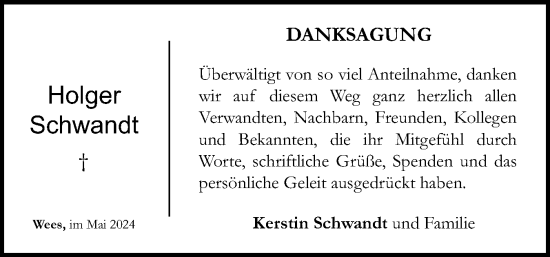 Traueranzeige von Holger Schwandt von Flensburger Tageblatt