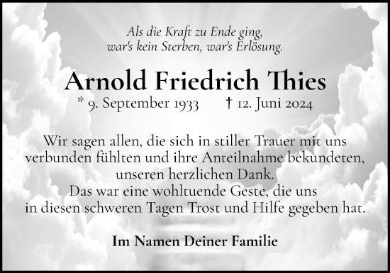Traueranzeige von Arnold Friedrich Thies von Elmshorner Nachrichten, Barmstedter Zeitung
