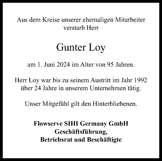 Traueranzeige von Gunter Loy von Norddeutsche Rundschau, Wilstersche Zeitung, Glückstädter Fortuna
