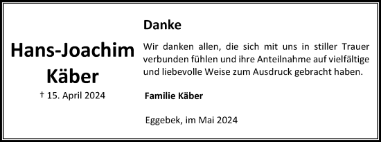 Traueranzeige von Hans-Joachim Käber von Flensburger Tageblatt, Schleswiger Nachrichten, Schlei-Bote