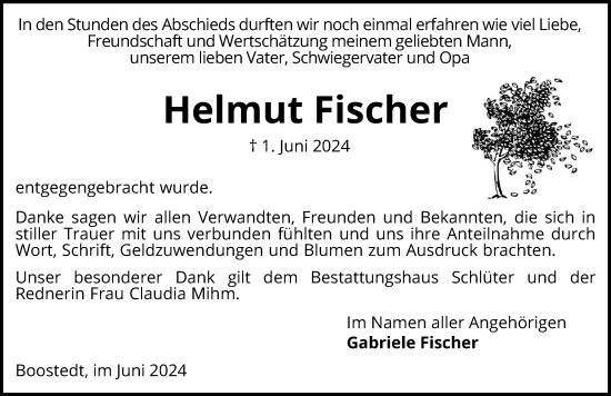 Traueranzeige von Helmut Fischer von Holsteinischer Courier