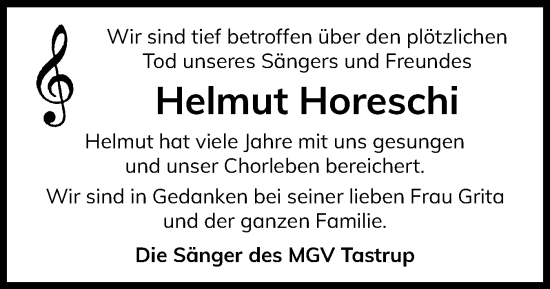 Traueranzeige von Helmut Horeschi von Flensburger Tageblatt