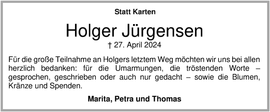 Traueranzeige von Holger Jürgensen von Flensburger Tageblatt, Schleswiger Nachrichten, Schlei-Bote