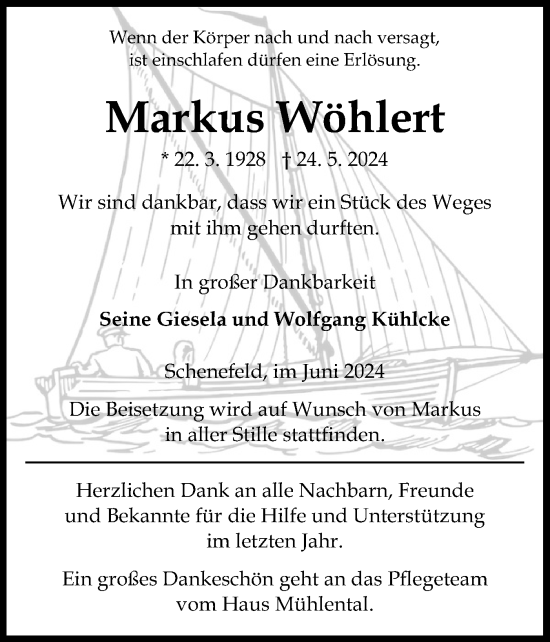 Traueranzeige von Markus Wöhlert von Norddeutsche Rundschau, Wilstersche Zeitung, Glückstädter Fortuna