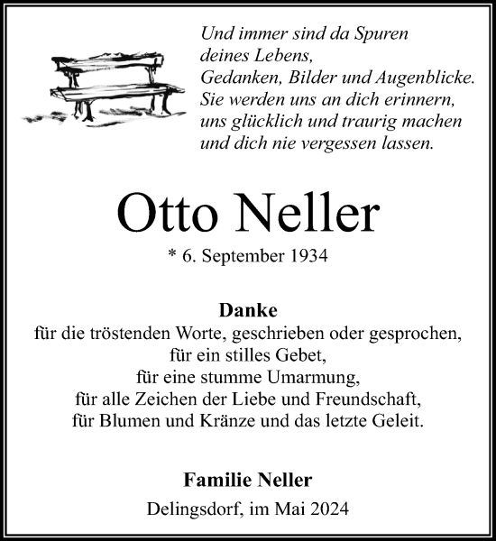 Traueranzeige von Otto Neller von Stormaner Tageblatt