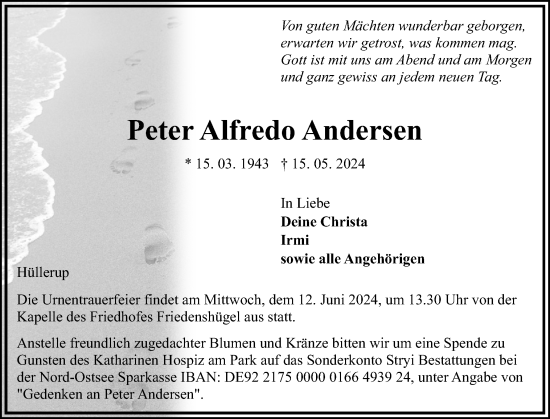 Traueranzeige von Peter Alfredo Andersen von Region Flensburg