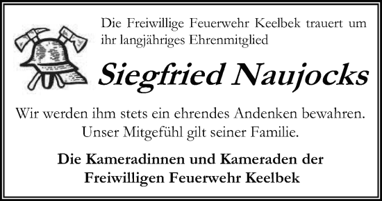 Traueranzeige von Siegfried Naujocks von Flensburger Tageblatt