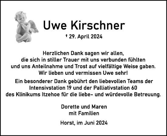 Traueranzeige von Uwe Kirschner von Norddeutsche Rundschau, Wilstersche Zeitung, Glückstädter Fortuna