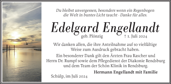 Traueranzeige von Edelgard Engellandt von Schleswig-Holsteinische Landeszeitung
