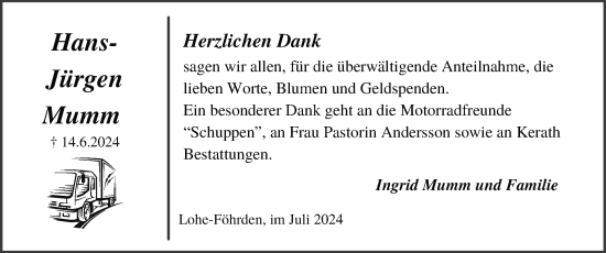 Traueranzeige von Hans-Jürgen Mumm von Schleswig-Holsteinische Landeszeitung