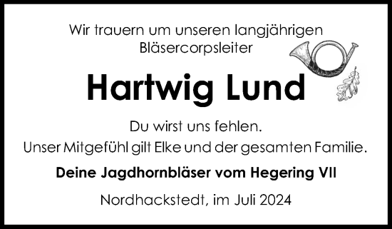 Traueranzeige von Hartwig Lund von Flensburger Tageblatt