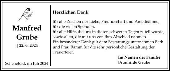 Traueranzeige von Manfred Grube von Norddeutsche Rundschau, Wilstersche Zeitung, Glückstädter Fortuna