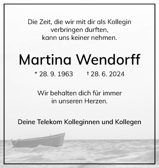 Traueranzeige von Martina Wendorff von Elmshorner Nachrichten, Barmstedter Zeitung