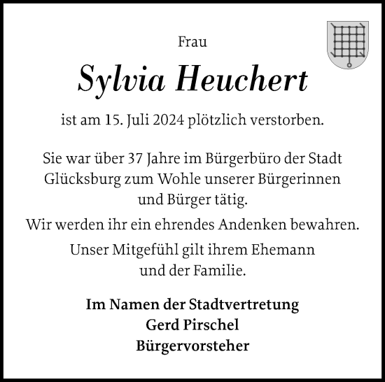 Traueranzeige von Sylvia Heuchert von Flensburger Tageblatt