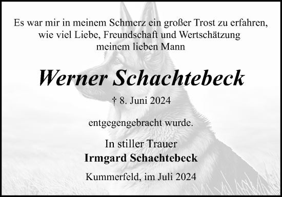 Traueranzeige von Werner Schachtebeck von Region Pinneberg und tip Pinneberg