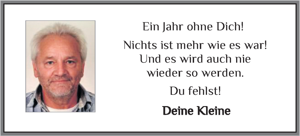  Traueranzeige für Dich  vom 24.08.2024 aus Flensburger Tageblatt