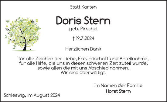 Traueranzeige von Doris Stern von Schleswiger Nachrichten, Schlei-Bote