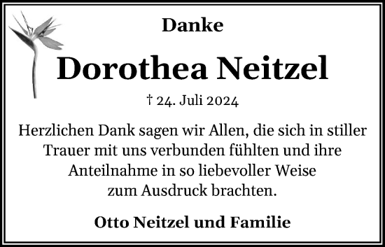 Traueranzeige von Dorothea Neitzel von Flensburger Tageblatt