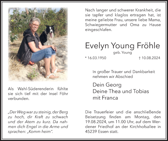 Traueranzeige von Evelyn Young Fröhle von Der Insel-Bote