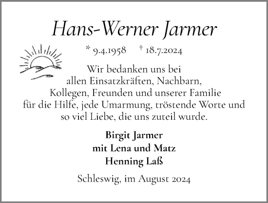 Traueranzeige von Hans-Werner Jarmer von Schleswiger Nachrichten, Schlei-Bote