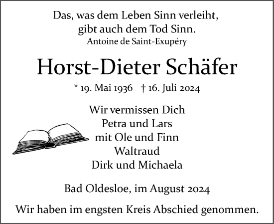 Traueranzeige von Horst-Dieter Schäfer von Norddeutsche Rundschau, Wilstersche Zeitung, Glückstädter Fortuna