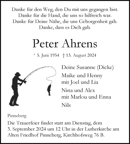 Traueranzeige von Peter Ahrens von Region Pinneberg und tip Pinneberg