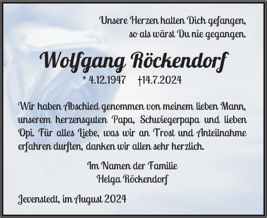 Traueranzeige von Wolfgang Seitendorf von Schleswig-Holsteinische Landeszeitung