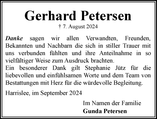 Traueranzeige von Gerhard Petersen von Flensburger Tageblatt