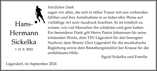 Traueranzeige von Hans-Hermann Sickelka von Norddeutsche Rundschau, Wilstersche Zeitung, Glückstädter Fortuna