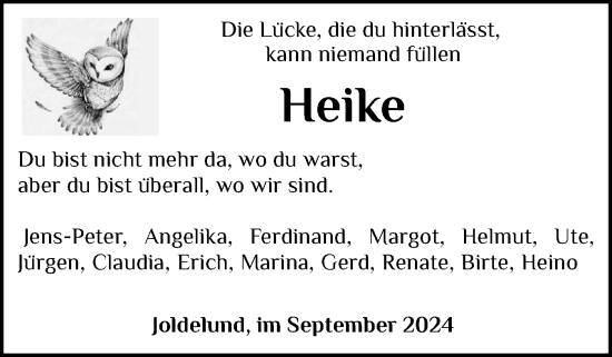 Traueranzeige von Heike  von Husumer Nachrichten, Nordfriesland Tageblatt