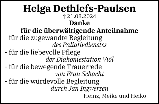 Traueranzeige von Helga Dethlefs-Paulsen von Region Flensburg