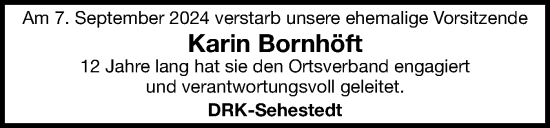 Traueranzeige von Karin Bornhöft von Schleswig-Holsteinische Landeszeitung