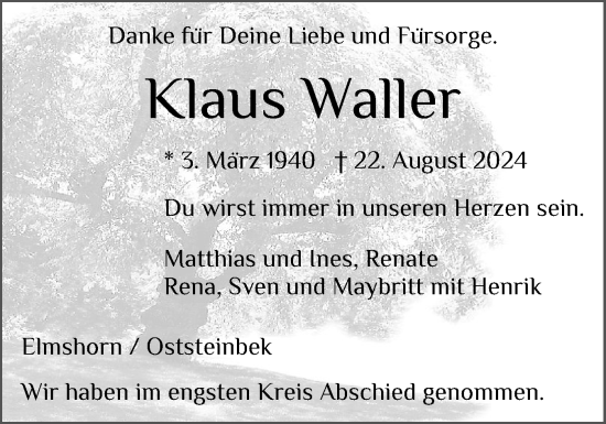 Traueranzeige von Klaus Waller von A. Beig Gesamtausgabe