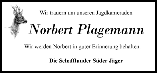 Traueranzeige von Norbert Plagemann von Flensburger Tageblatt