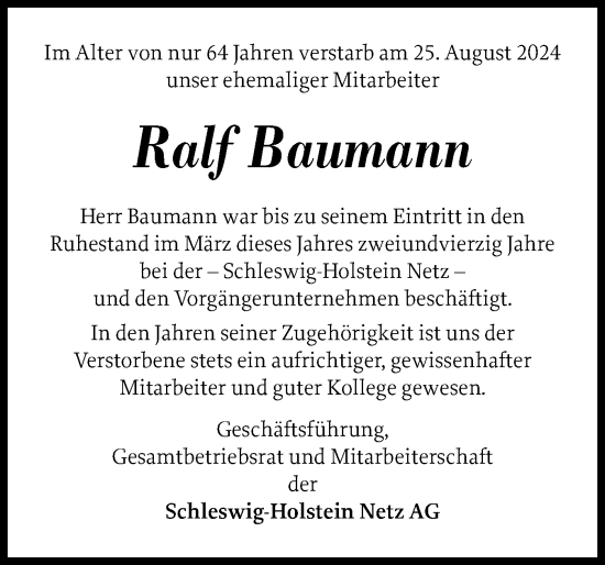 Traueranzeige von Ralf Baumann von A. Beig Gesamtausgabe