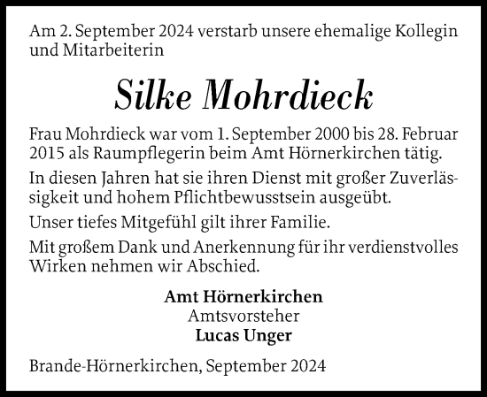 Traueranzeige von Silke Mohrdieck von Elmshorner Nachrichten, Barmstedter Zeitung