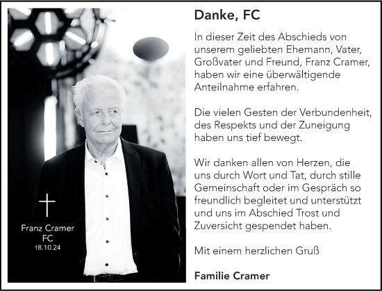 Traueranzeige von Franz L.M. Cramer von Elmshorner Nachrichten, Barmstedter Zeitung