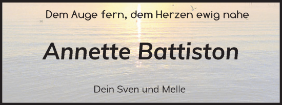 Traueranzeige von Annette Battiston von Flensburger Tageblatt